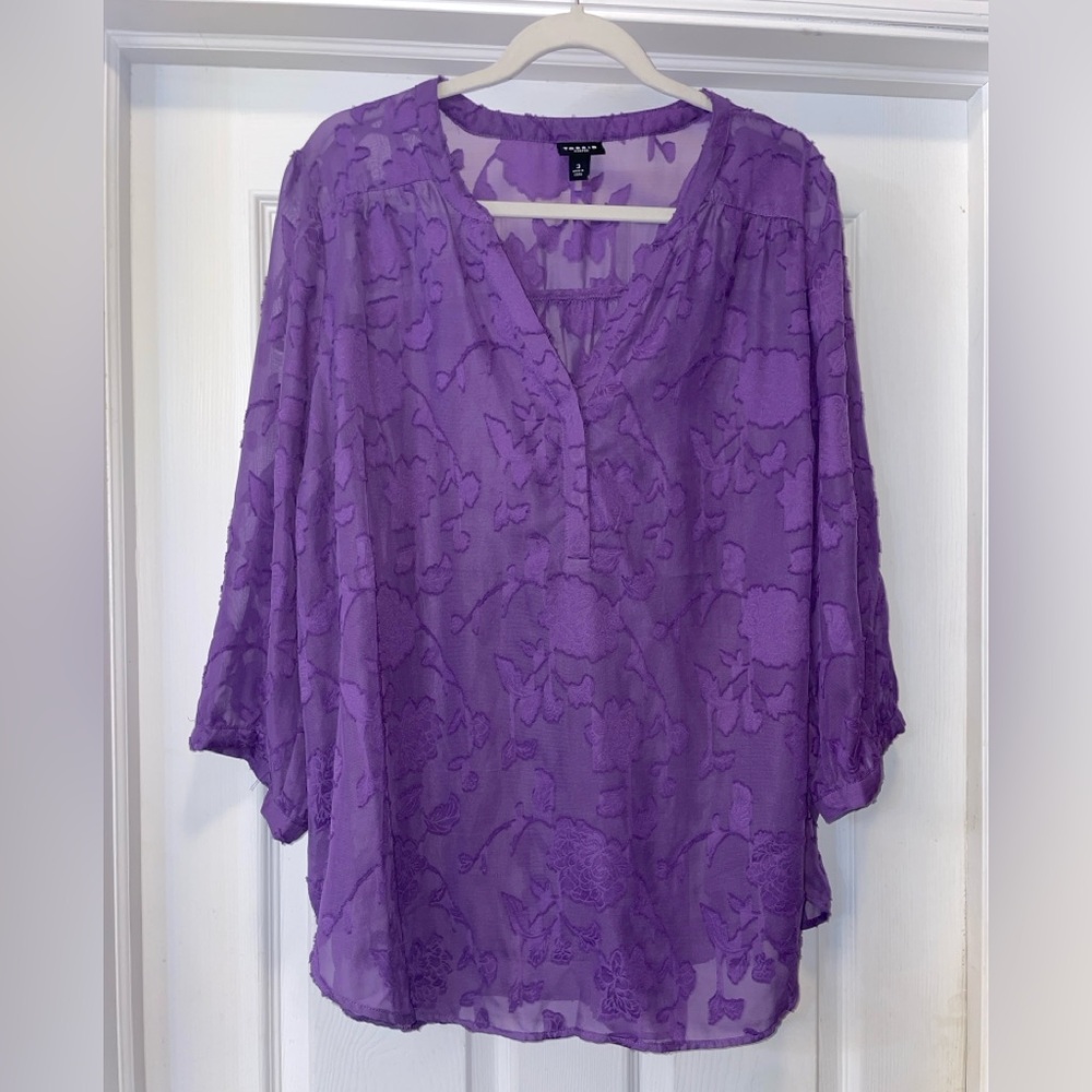 Torrid Top Womens 3x Purple Harper Clip Chiffon Pullover blouse